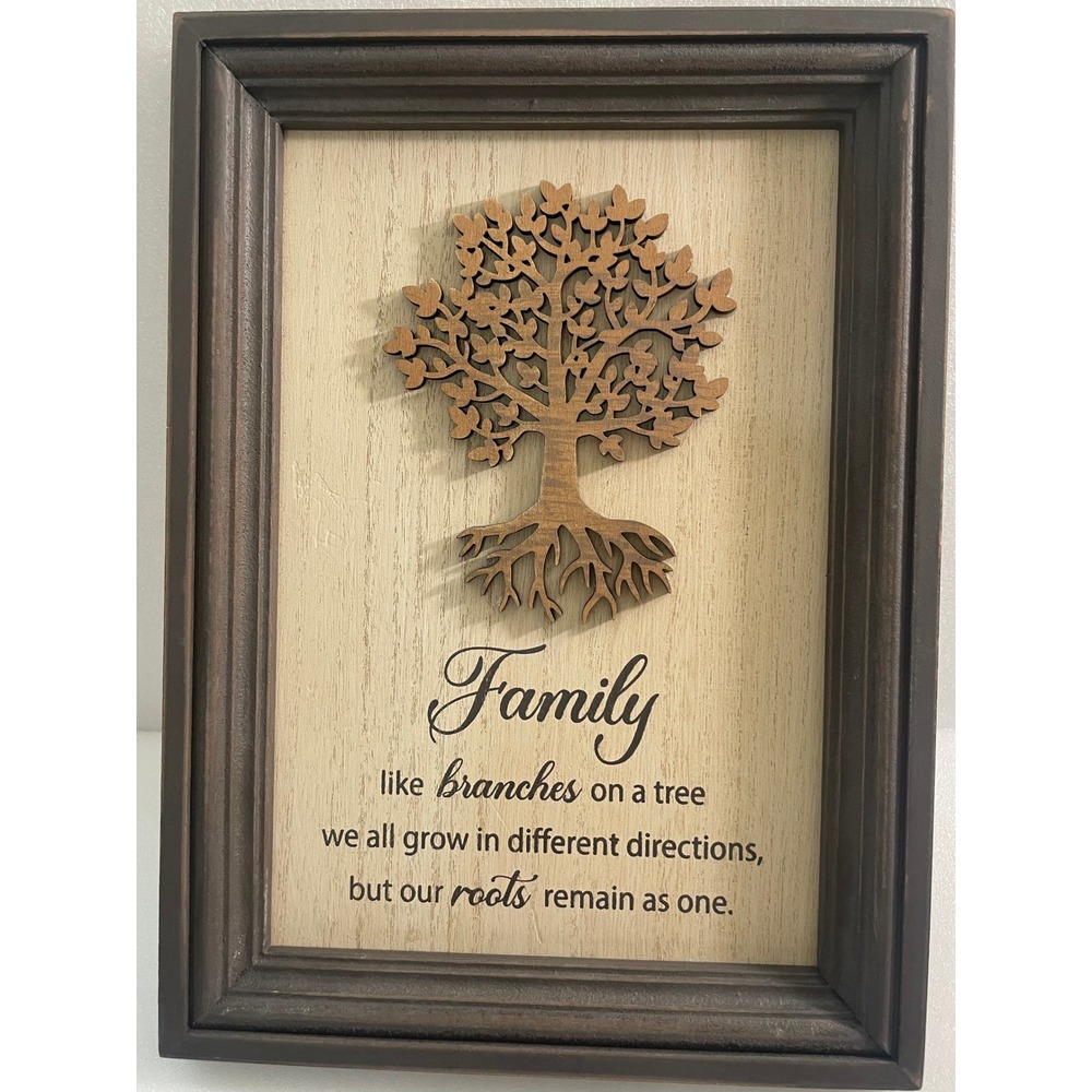 Ashland Heritage Home Family Tree of Life Framed 3D Wood Wall Art Decor 9 x 12.5